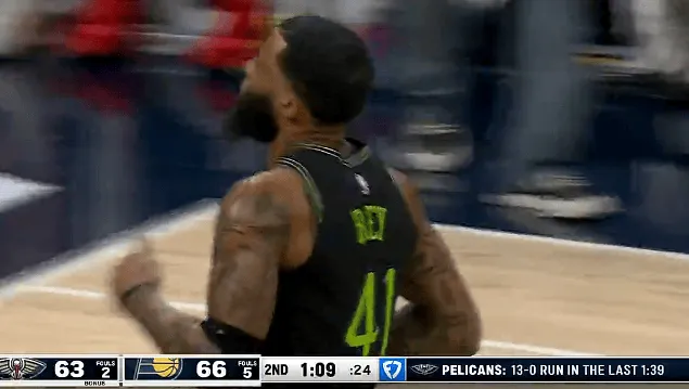 体育视频直播-萨迪克-贝三分命中，鹈鹕落后15分后打出一波13-0步行者叫停